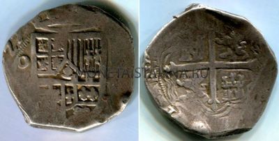 Монета серебряная 8 реалов 1621-1665 гг. Мексика