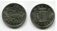 Монета 25 центов 1991 года Республика Мальта