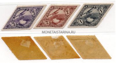 Почтовые марки Коста Рика 1937 года.Полная серия из 3-х штук "Самолеты"
