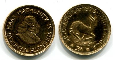 Монета 2 ранда 1973 ЮАР
