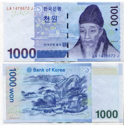 Банкнота 1000 вон 2007 года Южная Корея
