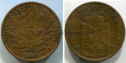 Монета 1 цент 1860 года. Датская Вест-Индия.