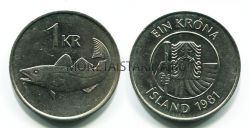 Монета 1 крона 1981 год Исландия