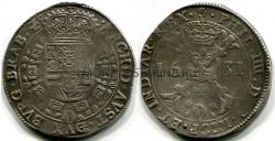 Монета серебряная 1 патагон (талер) 1631 года. Испанские Нидерланды