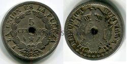 Монета 5 сентаво 1883 года. Боливия