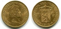 Монета 10 гульденов 1912 год Нидерланды