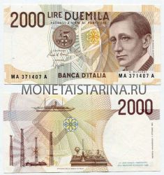 Банкнота 2000 лир 1990 года Италия