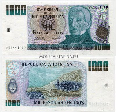 Банкнота 1000 песо 1983-85 годы. Аргентина.