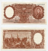 Банкнота 100 песо 1968 год Аргентина
