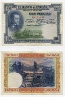 Банкнота 100 песет 1925 года. Испания