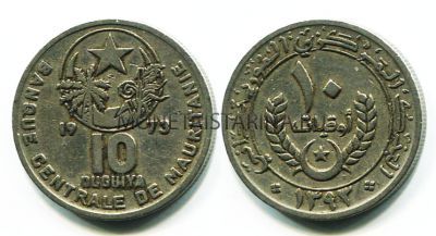Монета 10 угий 1973 год Мавритания