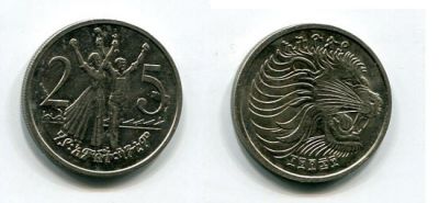 Монета 25 центов 1969 год Эфиопия.