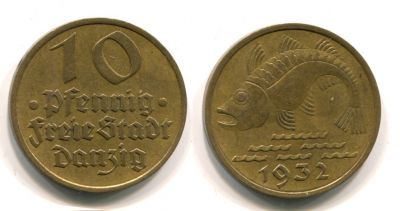 Монета 10 пфеннигов 1932 года Германия (Данциг)