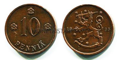 Монета 10 пенни 1935 год Финляндия