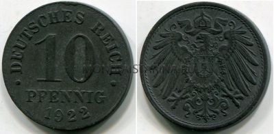 Монета 10 пфеннигов 1922 года. Германия