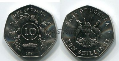 Монета 10 шиллингов 1987 год Уганда