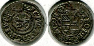 Монета серебряная 1/24 талера 1616 года. Аббатство Корвей (Германия)