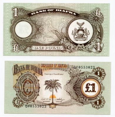 Банкнота 1 фунт 1968-69 года Биафра