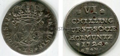 Монета серебряная 6 шиллингов 1724 года. Шлезвиг-Гольштейн (Германия)