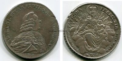 Монета серебряная 1 талер 1776 года. Вюрцбург (Германия)