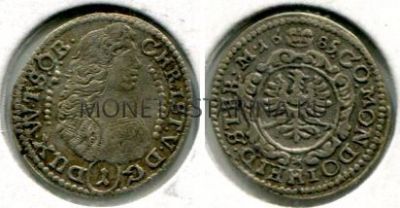 Монета серебряная 1 крейцер 1685 года. Вюртемберг-Ольс (Германия)