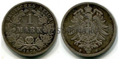 Монета серебряная 1 марка 1874 года. Германия.