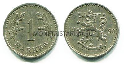 Монета 1 марка 1930 год Финляндия
