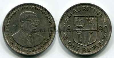 Монета 1 рупий 1990 год Маврикий