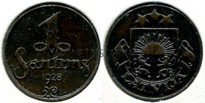 Монета 1 сантим 1928 года Латвия