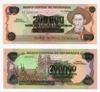 Банкнота 200000 кордоба 1990 года, Никарагуа