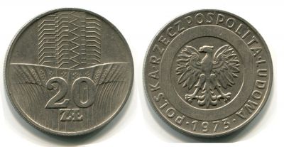 Монета 20 злотых 1973 год Польша