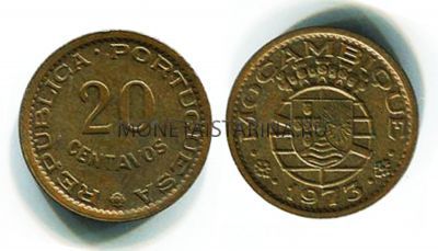 Монета 20 сентаво 1973 год Мозамбик