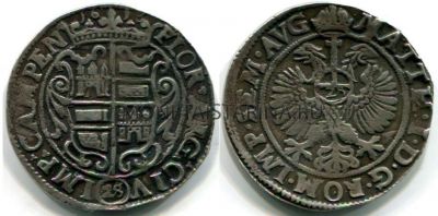 Монета серебряная флорин (28 стьюверов) 1618 года. Нидерланды