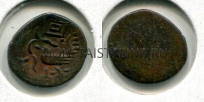 Монета медная 2 пе (1\2 фуанга) 1847 года. Камбоджа