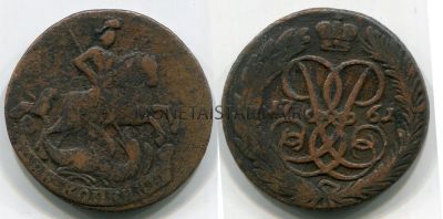 Монета медная 2 копейки 1761 года. Императрица Елизавета Петровна