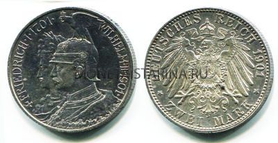 Монета 2 марки 1901 год Германия (Пруссия)