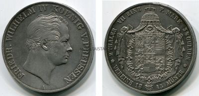 Монета серебряная 2 талера 1843 года. Пруссия (Германия)