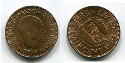 Монета 1/2 цента 1964 год