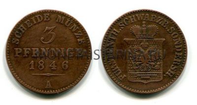 Монета 3 пфеннига 1846 года Шварцбург (Германия)