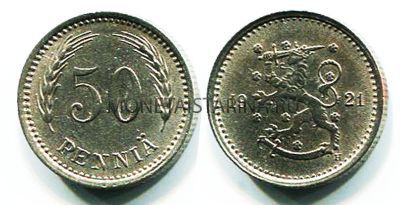 Монета 50 пенни 1921 год Финляндия