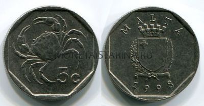 Монета 5 центов 1998 год Мальта