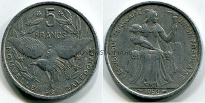 Монета 5 франков 1952 года. Франция (колонии)