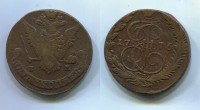 Монета медная 5 копеек 1776 года (ЕМ). Императрица Екатерина II