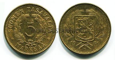 Монета 5 марок 1951 год Финляндия