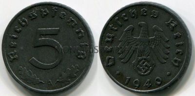 Монета 5 пфеннигов 1940 года. Германия