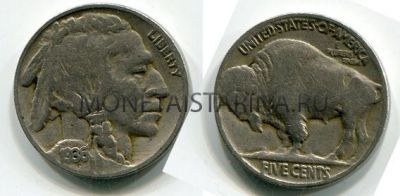 Монета  5 центов 1936 года. США