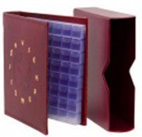 Альбом для монет Элит-Плюс в шубере бордо (с 10-ю листами с клапанами, Оптима)