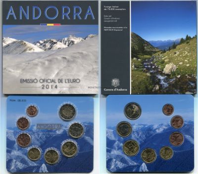 Набор монет евро 2014 года. Андорра
