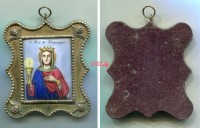 Антикварная иконка Святая Великомученица Варвара Ростовская финифть