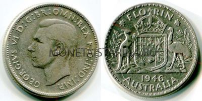 Монета 1 флорин 1946 года Австралия